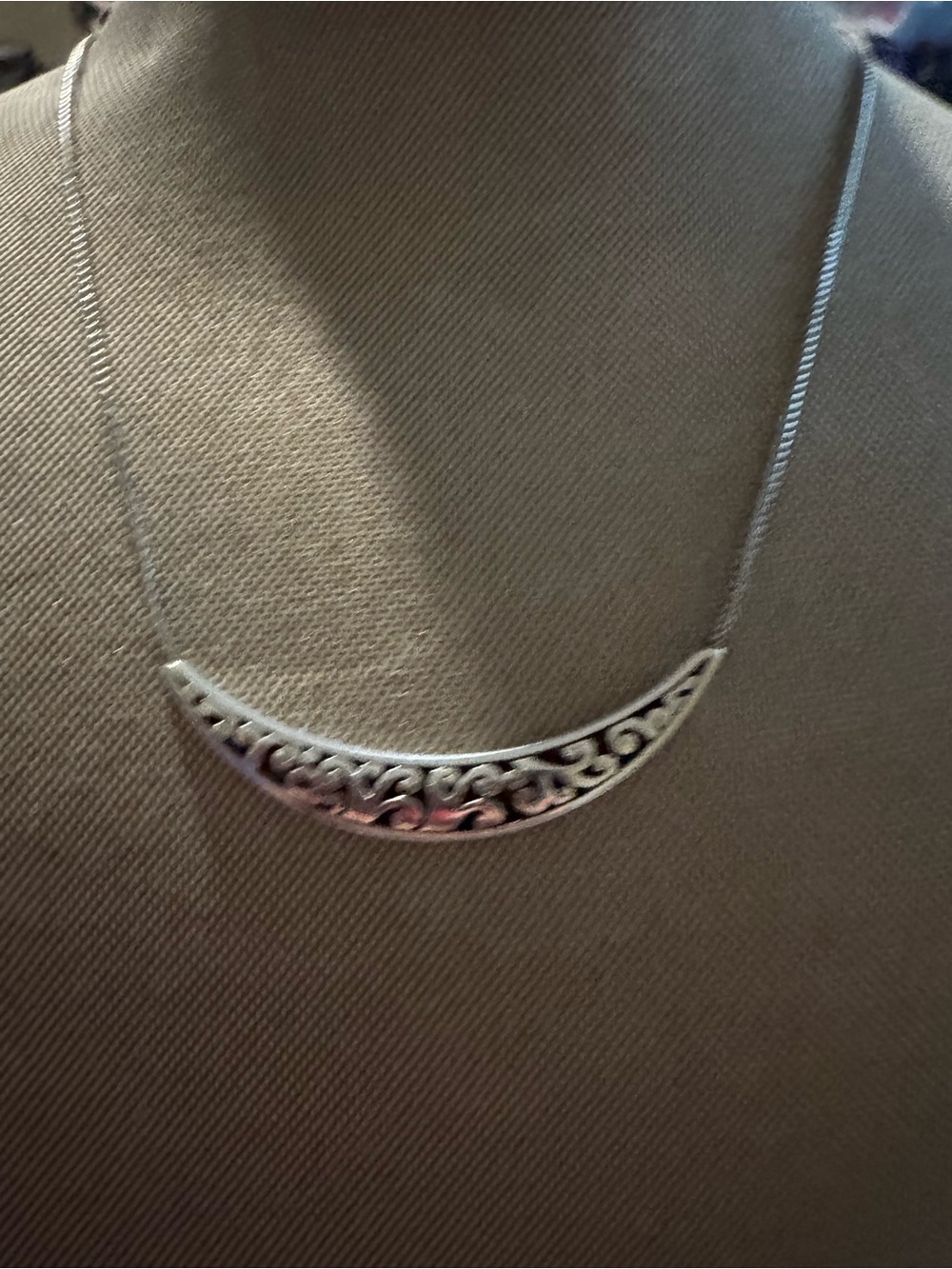 Brighton Silver Filigree Crescent Necklace - Silver
